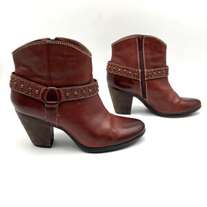 Sofft Brown Studded Leather Ankle Boots
